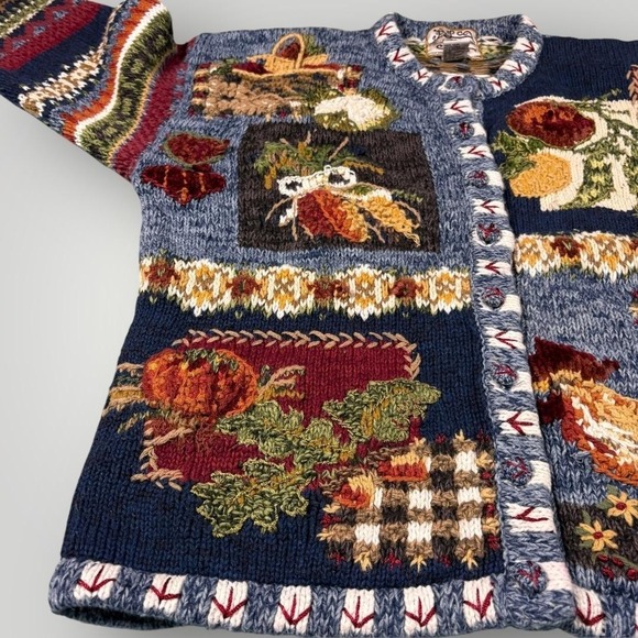 Vintage Heirloom Collectibles Sweater Cardigan Womens XL Harvest Rooster Knit - Picture 6 of 8